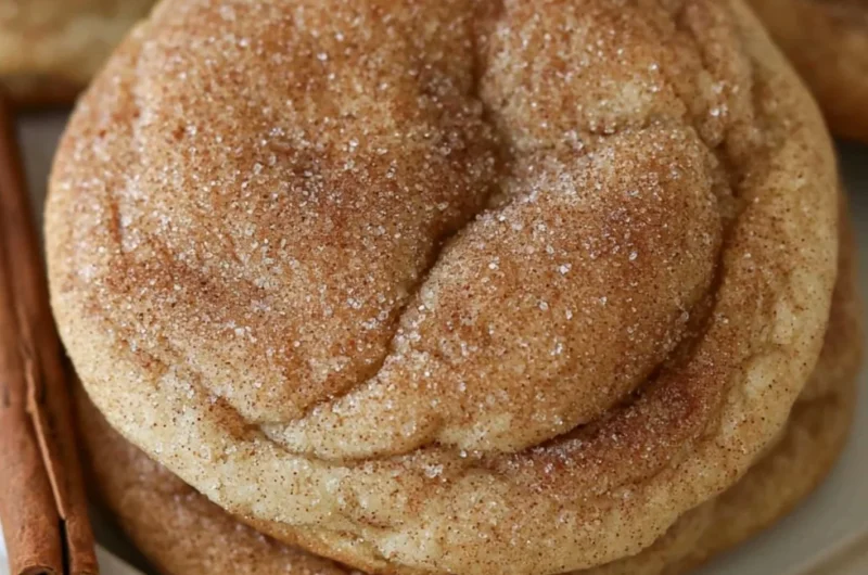 Batch of freshly baked maple snickerdoodles on a cooling rack