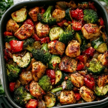 Juicy air fryer chicken served with colorful veggies for a healthy meal.