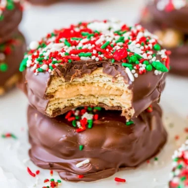 Delicious Chocolate Peanut Butter Stacks dessert served on a plate