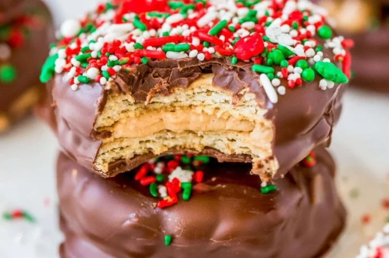 Delicious Chocolate Peanut Butter Stacks dessert served on a plate