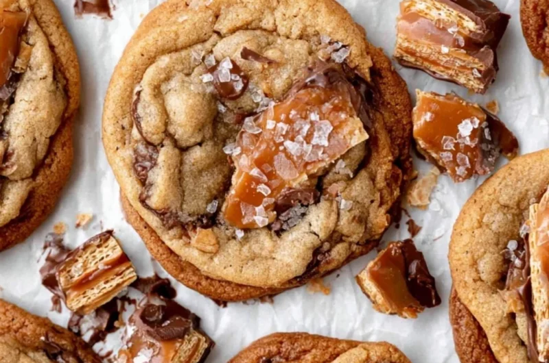 Delicious Cozy Crack Cookies with chocolate and butterscotch drizzled on top