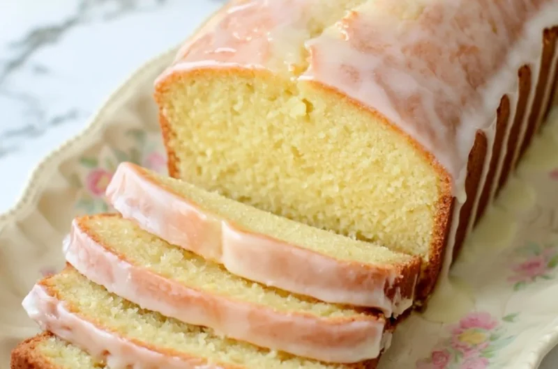 Cozy gluten-free lemon loaf with a sweet glaze on top, dairy-free dessert.