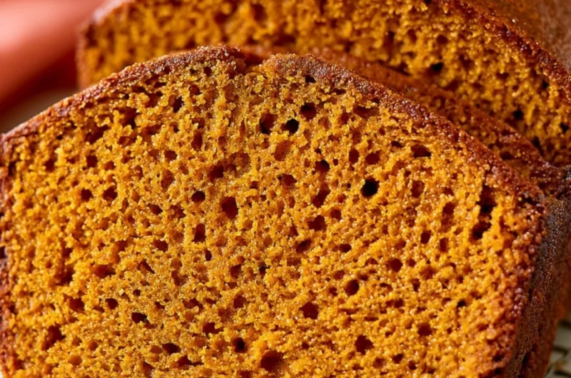 Healthy pumpkin bread loaf cooling on a wire rack