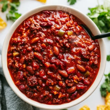 Delicious slow cooker chili served in a bowl, perfect for a cozy meal.