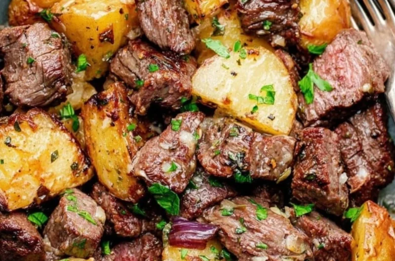 Cozy steak bites served with gnocchi in a comforting dish