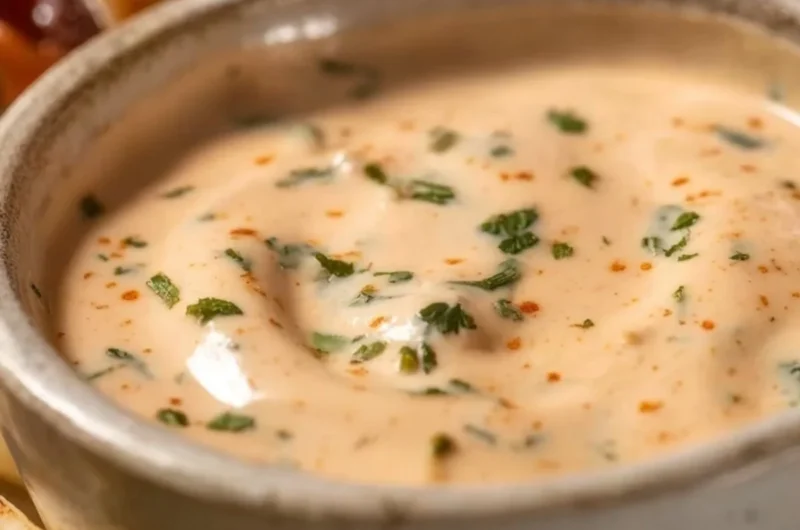 Creamy and spicy fish taco sauce in a bowl, perfect for enhancing fish tacos