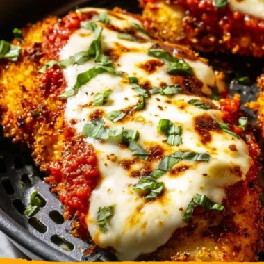 Crispy healthy chicken parmesan made in an air fryer