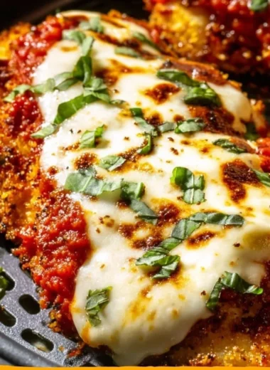Crispy healthy chicken parmesan made in an air fryer