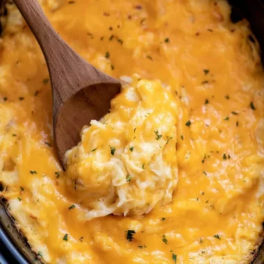 Crockpot Cheesy Potatoes served in a bowl