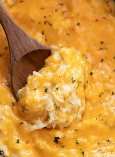 Crockpot Cheesy Potatoes served in a bowl