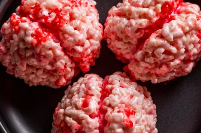 Colorful Halloween Rice Krispies Treats shaped like spooky characters