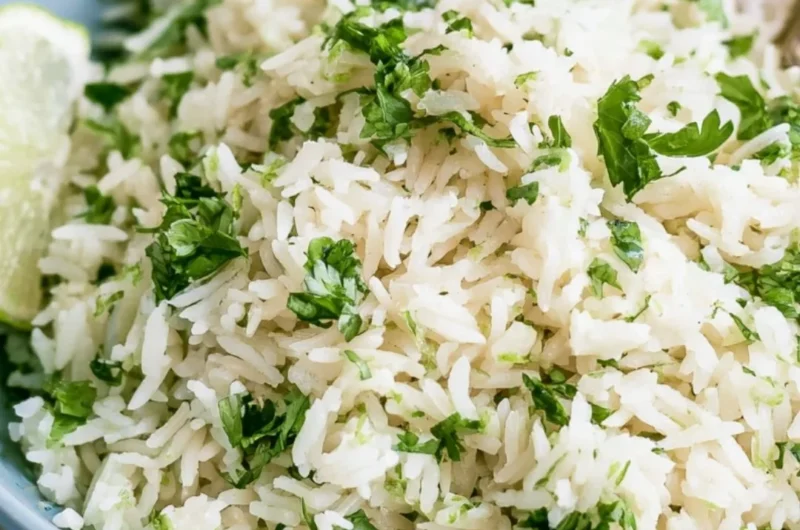 Delicious cilantro lime rice served in a bowl, inspired by Chipotle's recipe