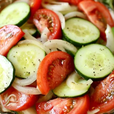 Healthy Tomato, Cucumber, and Onion Salad in a bowl