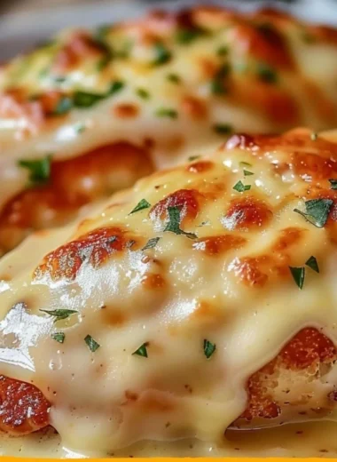 Delicious homemade chicken parmesan with marinara sauce and melted cheese
