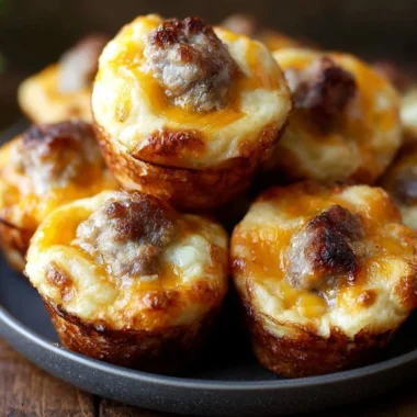 High-protein sausage pancake mini muffins on a plate