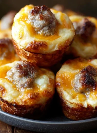High-protein sausage pancake mini muffins on a plate