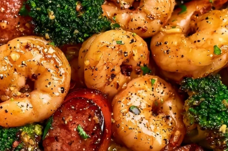 Delicious Honey Garlic Shrimp with Chicken Sausage and Broccoli dish
