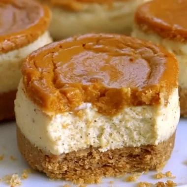 Cozy mini pumpkin cheesecakes topped with whipped cream and autumn spices