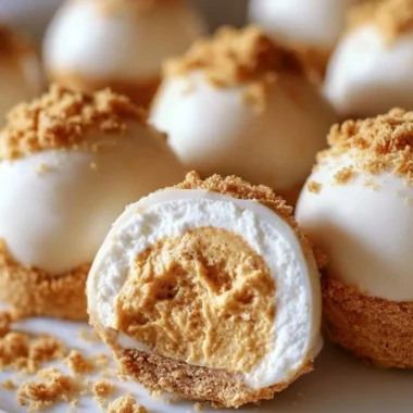 No bake pumpkin cheesecake balls recipe with creamy pumpkin filling and graham cracker coating.
