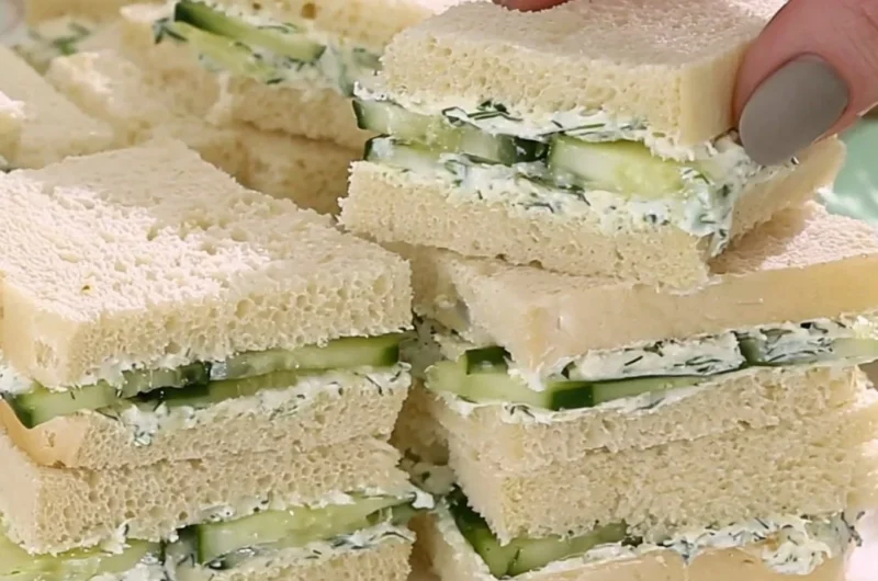 Delicious cucumber sandwiches served on a platter for tea time