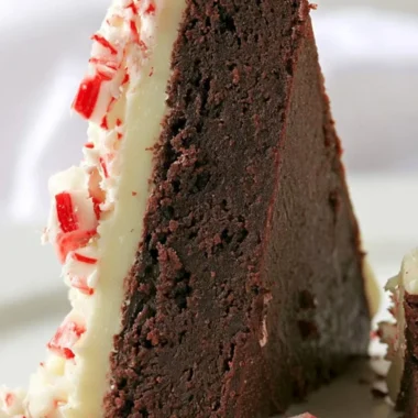 Delicious peppermint bark brownies topped with crushed candy canes