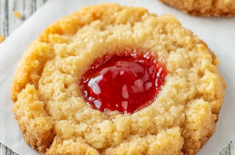 Festive Raspberry Christmas Cookies with crumble topping on a plate