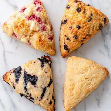 Homemade cranberry walnut and butter scones on a serving plate