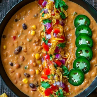 A bowl of vegetarian lentil tortilla soup garnished with fresh cilantro and tortilla strips.